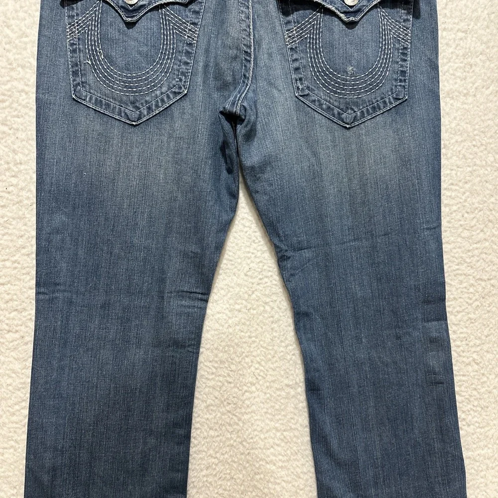 True Religion Men's Blue Straight Leg Jeans Flap Pockets Denim Sz 36 Made In USA